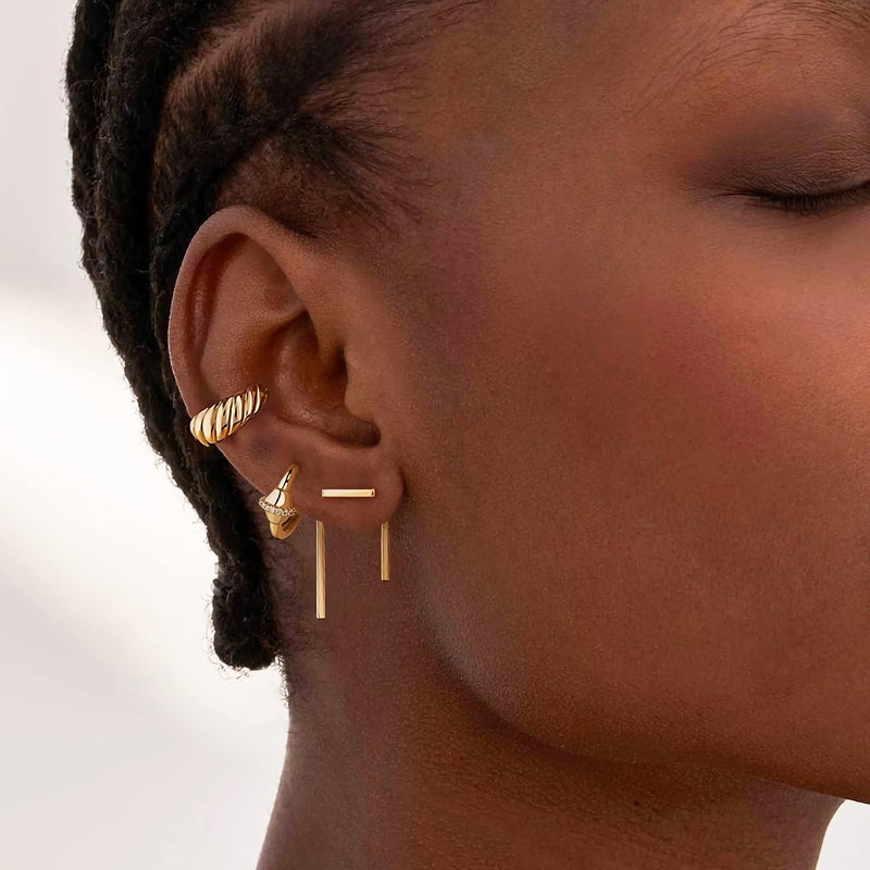 MYEARS Women Ear Cuff Earring Gold Non Pierced Ear Cartilage Clip on Wrap Hoop 14K Gold Filled Tiny Boho Beach Simple Minimalist Delicate Handmade Hypoallergenic Jewelry Gift-Sold as Single/Pair - Image 3